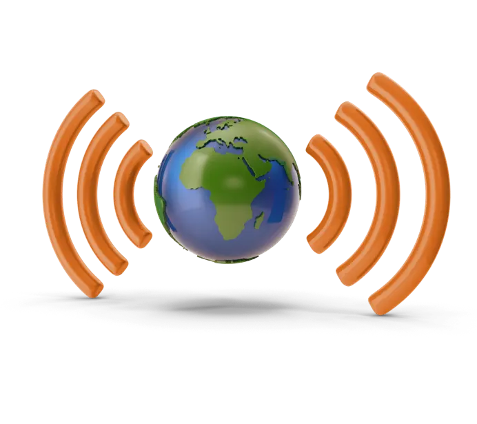 Earth encircled by wireless signals