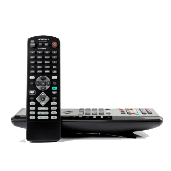 A remote control with a second remote control placed on its top